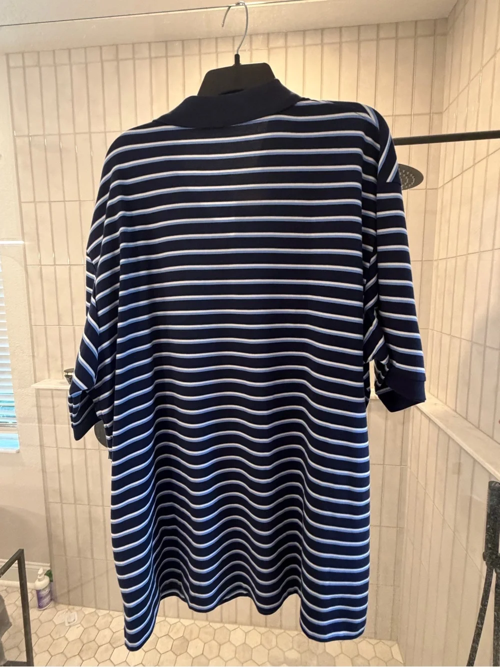 Ralph Lauren Navy and Light Blue Striped Polo Shirt
